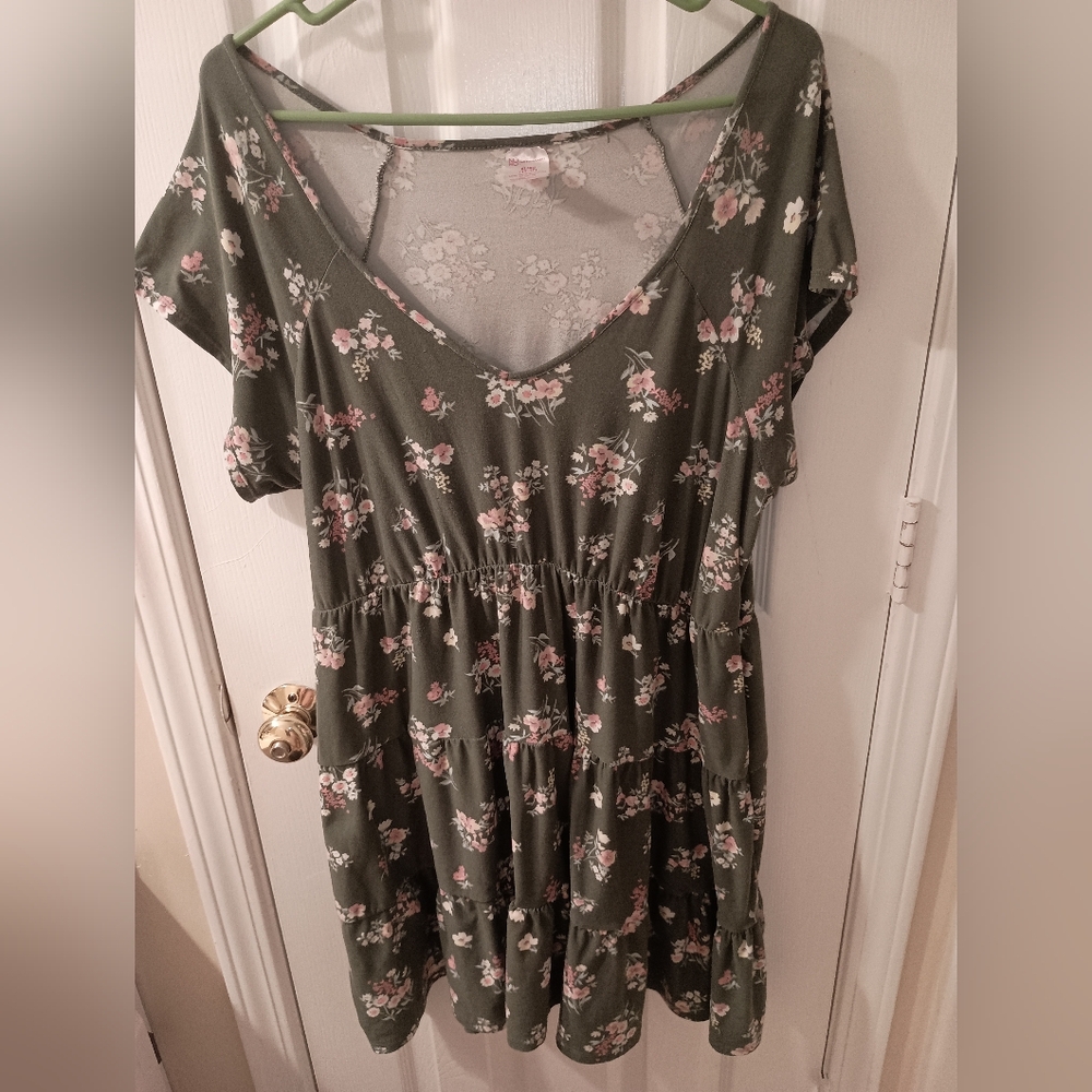 No Boundaries Green Floral Dress